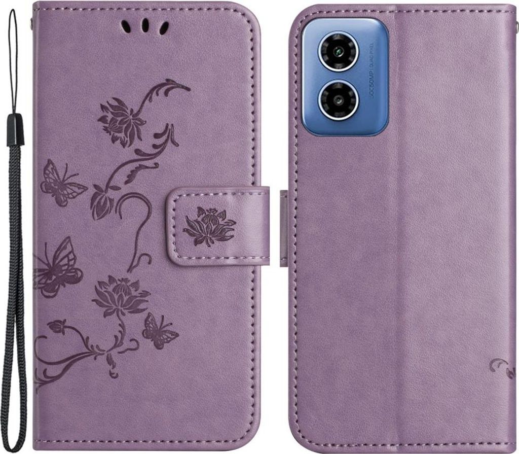 Motorola Moto G04(s) / G24 (Power) / E14 Hülle - Coverup Blumen & Schmetterlinge Klapphülle - Lila