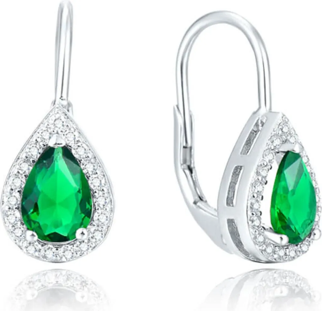 Boucles d'oreilles argent massif et cristal vert éclatant AGUC1161