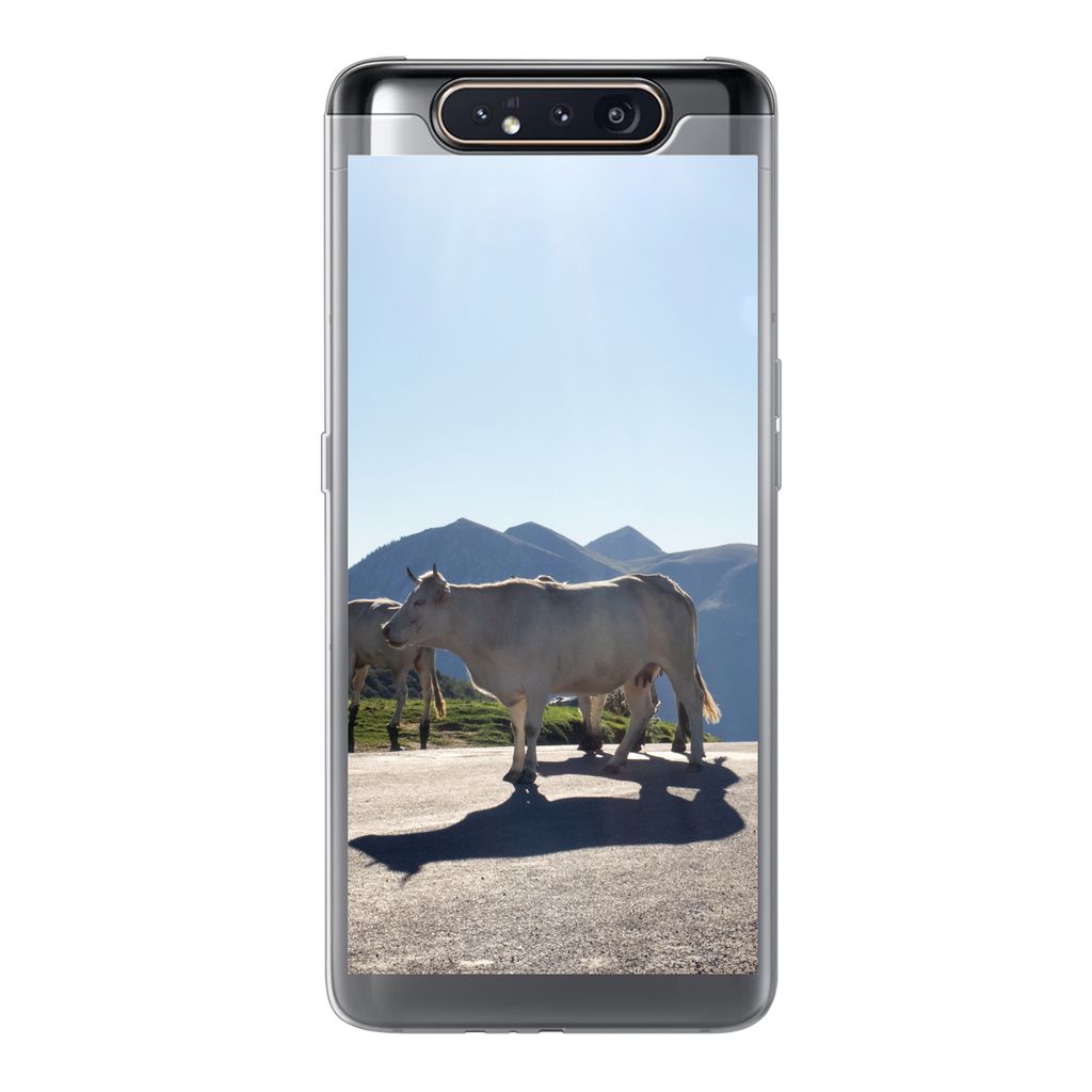 MuchoWow Handyhülle Schutzhülle Hülle für Samsung Galaxy A80 Schottische Highlander - Licht - Berge - Natur Silikon Softcase Handy Hülle - S...