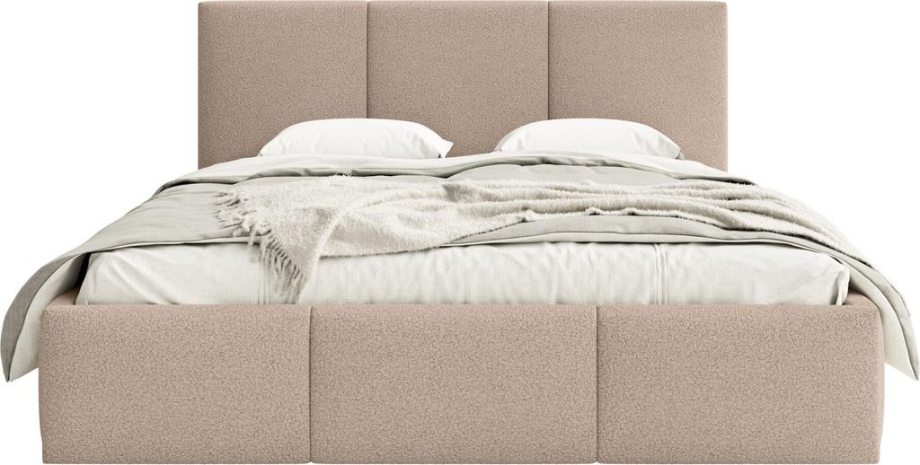 FEDVE Polsterbett Fondi Slim aus Bouclé-Stoff 200x200 cm, Beige