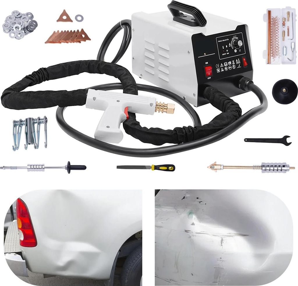 Karosserie Dellenreparatur Set - Ausbeulspotter/Punktschweißgerät - 3500 A - 3 kW - 220 V EU-Stecker - 1,5 m Kabel - Netzbetrieben - Schwarz