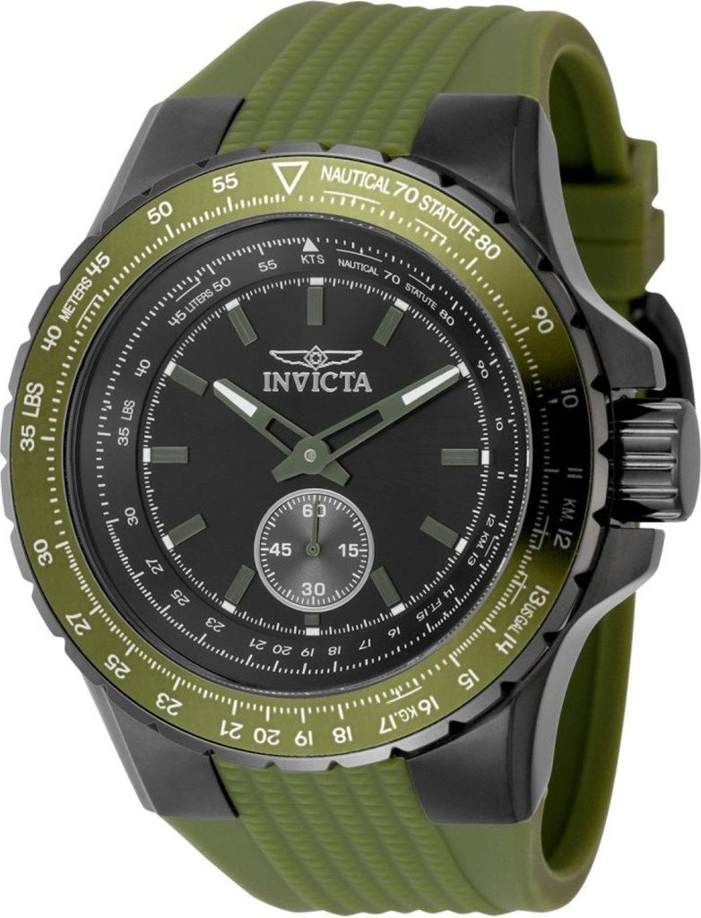 Invicta Aviator 49311 Herren uhr - Wasserdicht - Analog - Quarzuhrwerk - Edelstahl mit schwarzen zifferblat - 50mm