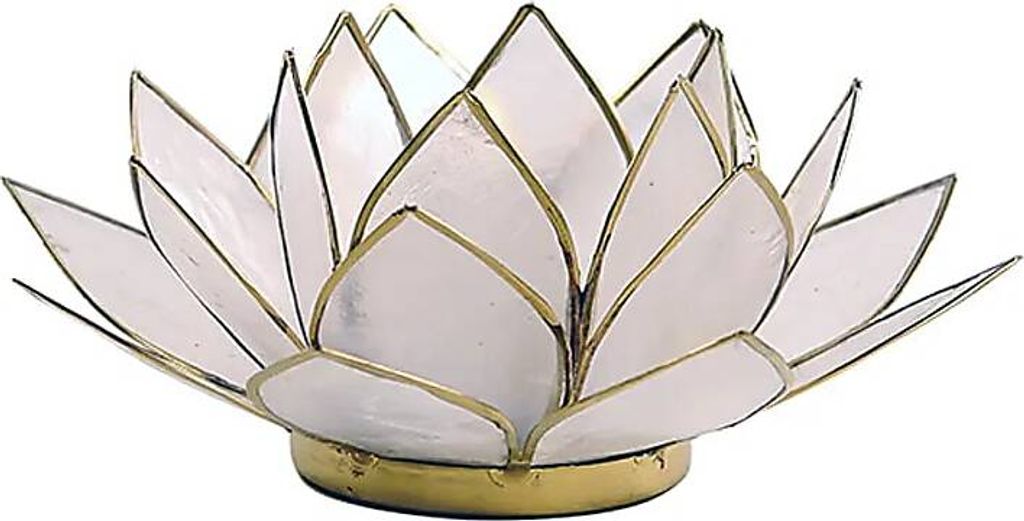 Lotus Teelichthalter natur goldfarbig -- 13.5 cm Produktbild 