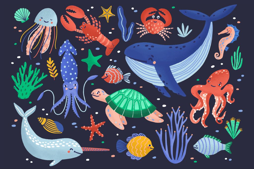 Muralo Fototapete Kinderzimmer 270 (B) x 180 (H) cm Vlies Tapete Wandtapeten Meer Wale Fische Meeresflora Kinderwelt Jugend moderne Wandbilder XXL ...