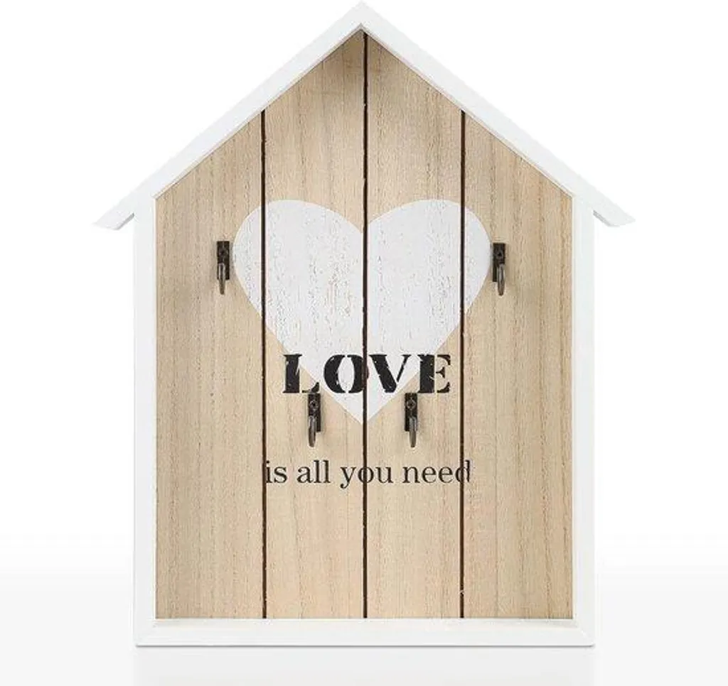Grand porte-clés mural bois blanc design minimaliste de 29 x 21 cm