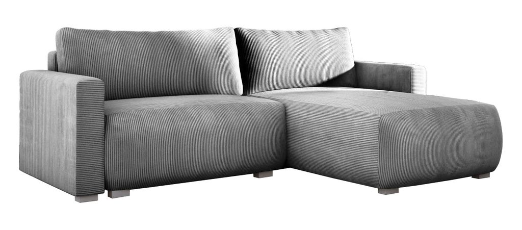 E-ZIMPAZ Ecksofa IMPERIAL 185x266 cm, Hellgrau PS55, L-Form, Sofa mit Schlaffunktion, Polsterecke, Wohnlandschaft, Couch, Schlafsofa, Cordstoff