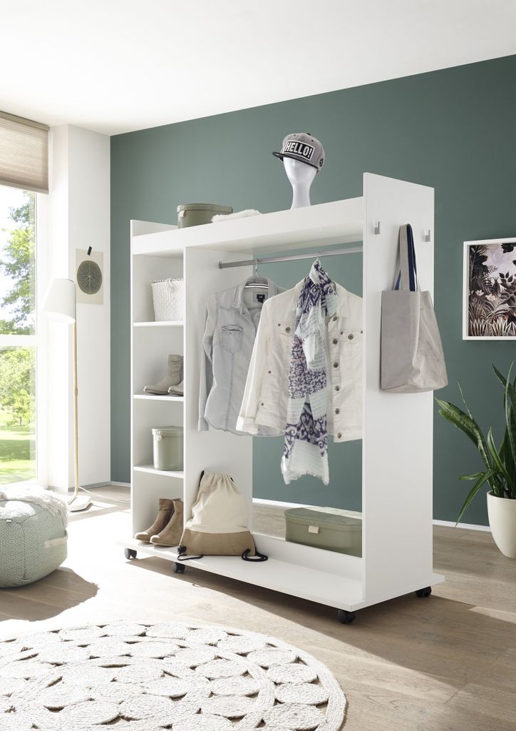 Kompaktgarderobe >Vinnie< in Weiß matt - 138x150x56cm Produktbild 