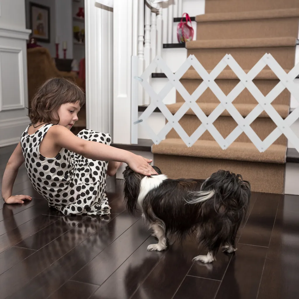 Barrière chiens sans perçage blanche, Grille de séparation extensible