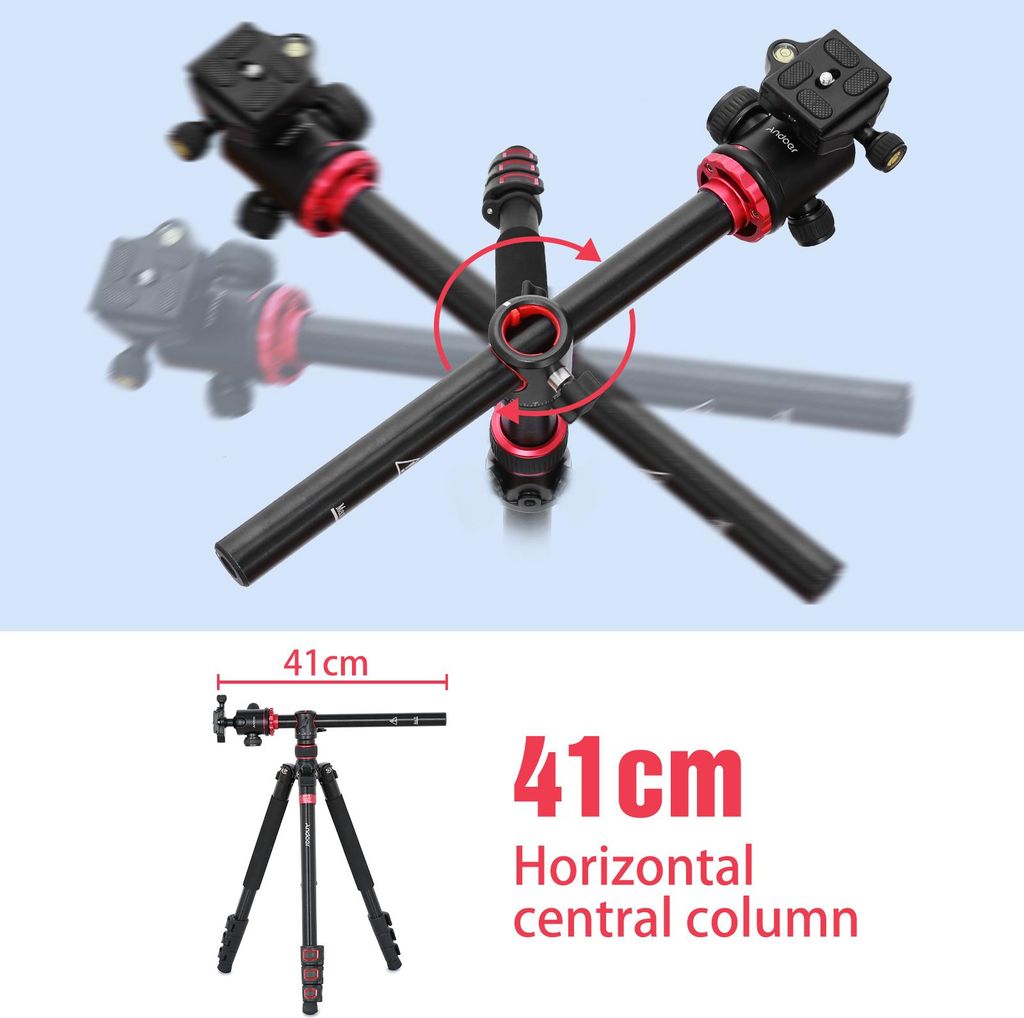 Andoer TTT-012 183cm/72,05 Zoll Aluminiumlegierungstativ abnehmbarer Monopod-Ständer mit Panoramic Rotatable Ball Head Center Säule Schnellfreise...