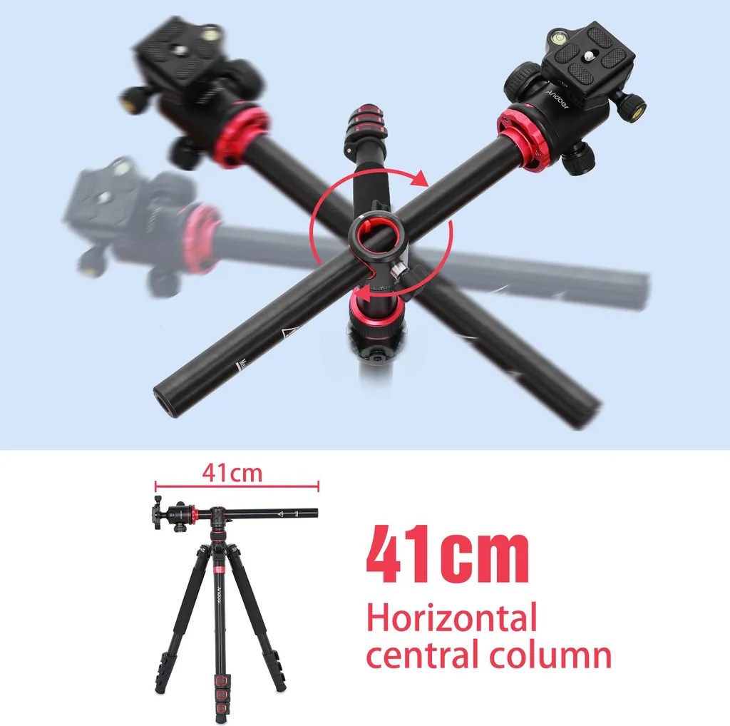 Trépied Stable 183cm Anti-Vibrations pour Vidéo et Photo Angle Faible