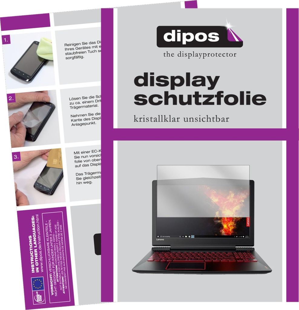 2x Schutzfolie für Lenovo Legion Y520 klar Displayschutzfolie Folie Display Schutz dipos