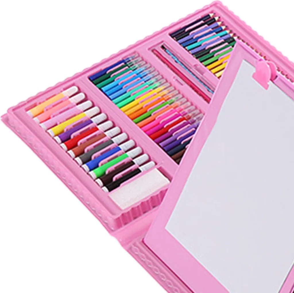 Set de 208 crayons de couleur rose avec motifs de dessins animés fun - 4