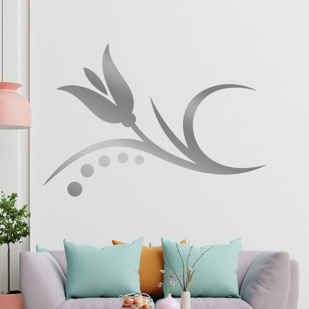 Blume - Linien Punkte Wandtattoo in 6 Größen - Wandaufkleber Wall Sticker - Dekoration, Küche, Wohnzimmer, Schlafzimmer, Badezimmer