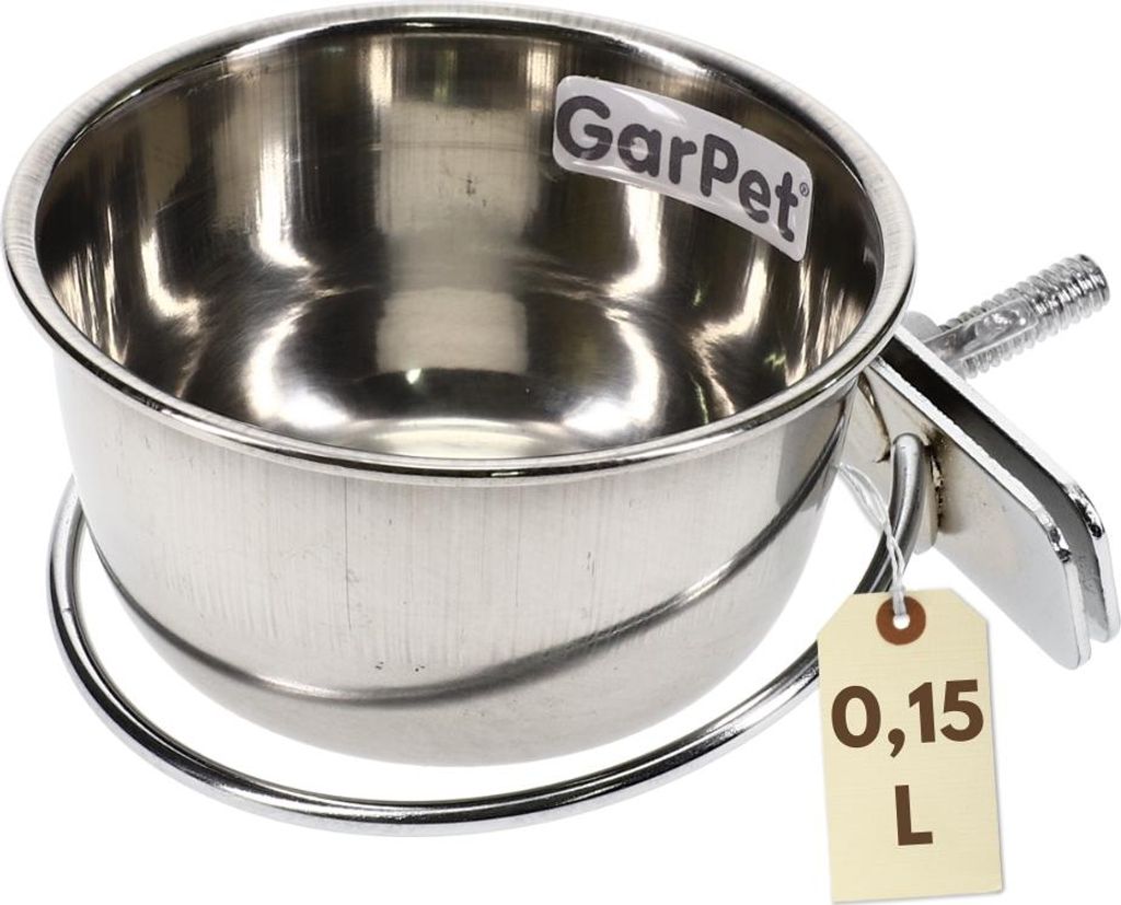 Edelstahlnapf zum Aufhängen Trinknapf Hund Futterschale Produktbild 