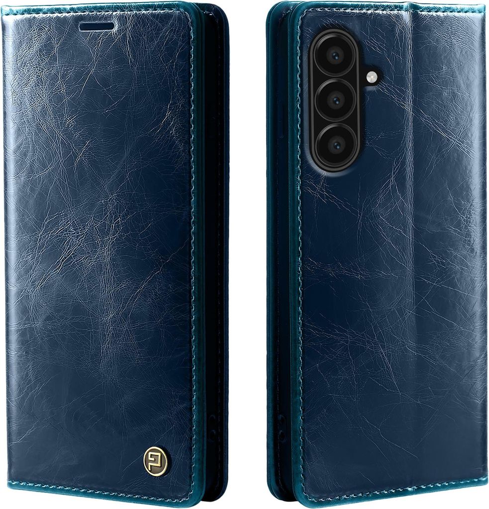 Handyhülle für Samsung Galaxy A17 / A17 5G Kunstleder Flip Vintage Cover Hülle RFID Schutz Case Kartenfach Farbe: Blau