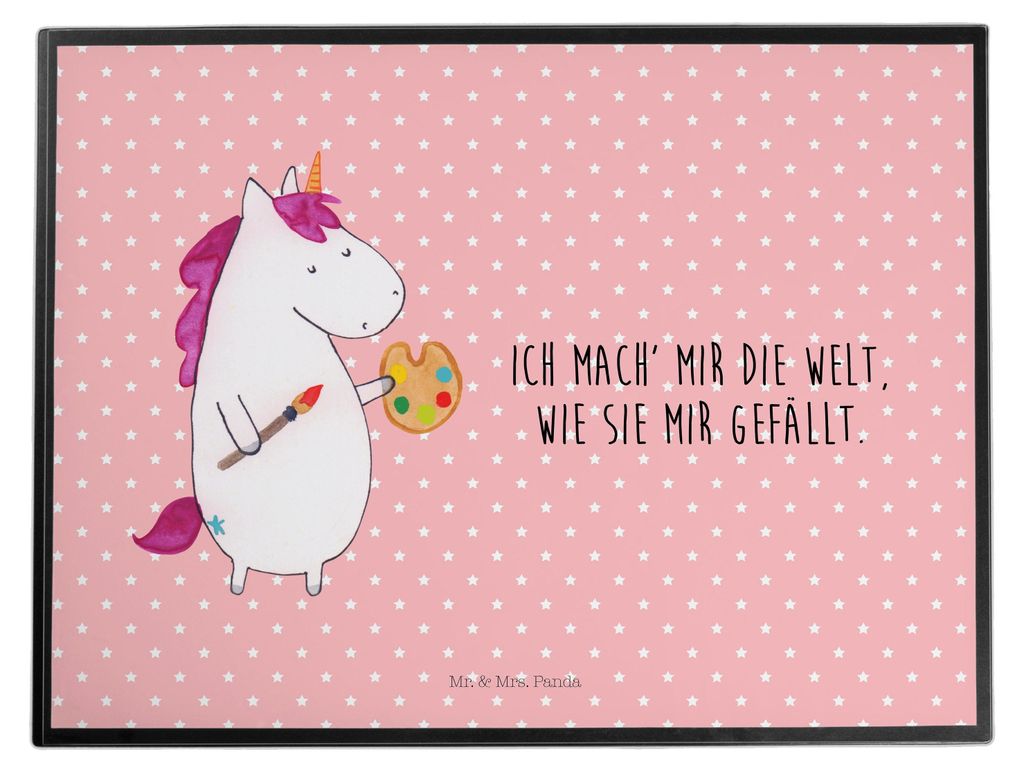 Mr. & Mrs. Panda Schreibunterlage Einhorn Künstler - Rot Pastell - Geschenk, Zeichnen, bastelunterlage, Malen, Welt, schreibtischunterlagen, schre...