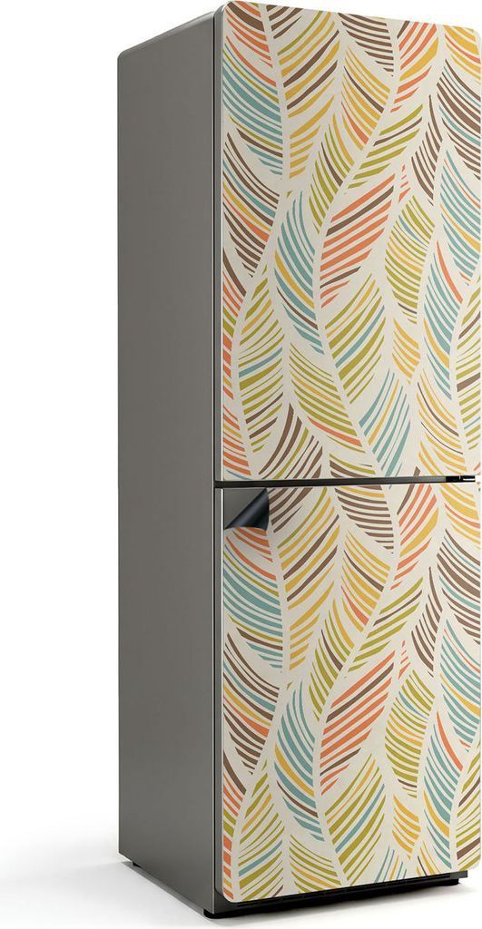 Blattmuster in Wellen – Magnetische Kühlschrank Abdeckung – Dekorfolie magnetisch Küche – Kühlschrank Magnet Deko – selbstklebende Magne...