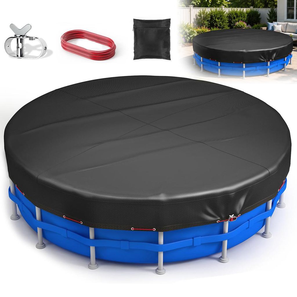 Poolabdeckung rund 3,66m (12ft) 210D Oxford, wasserdicht & Produktbild 