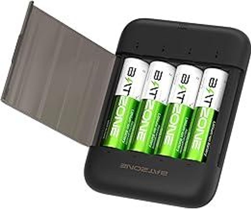 Wiederaufladbare Lithium Akkus AA 4-Pack mit Ladegerät, 2500mWh Hohe Kapazität 1.5V AA Batterien