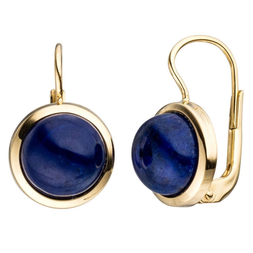 Ohrringe Boutons Ohrhänger mit Lapis-Lazuli blau Halbkugel 333 Gold Gelbgold