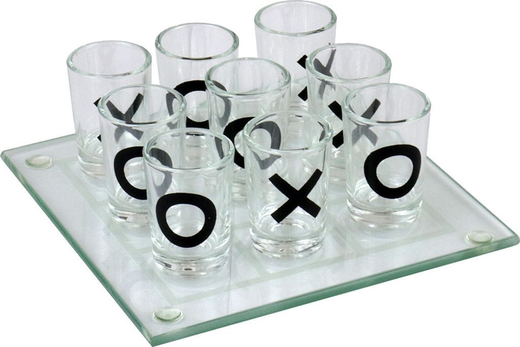 Trinkspiel TicTacToe, 9 Gläser im Geschenkk.