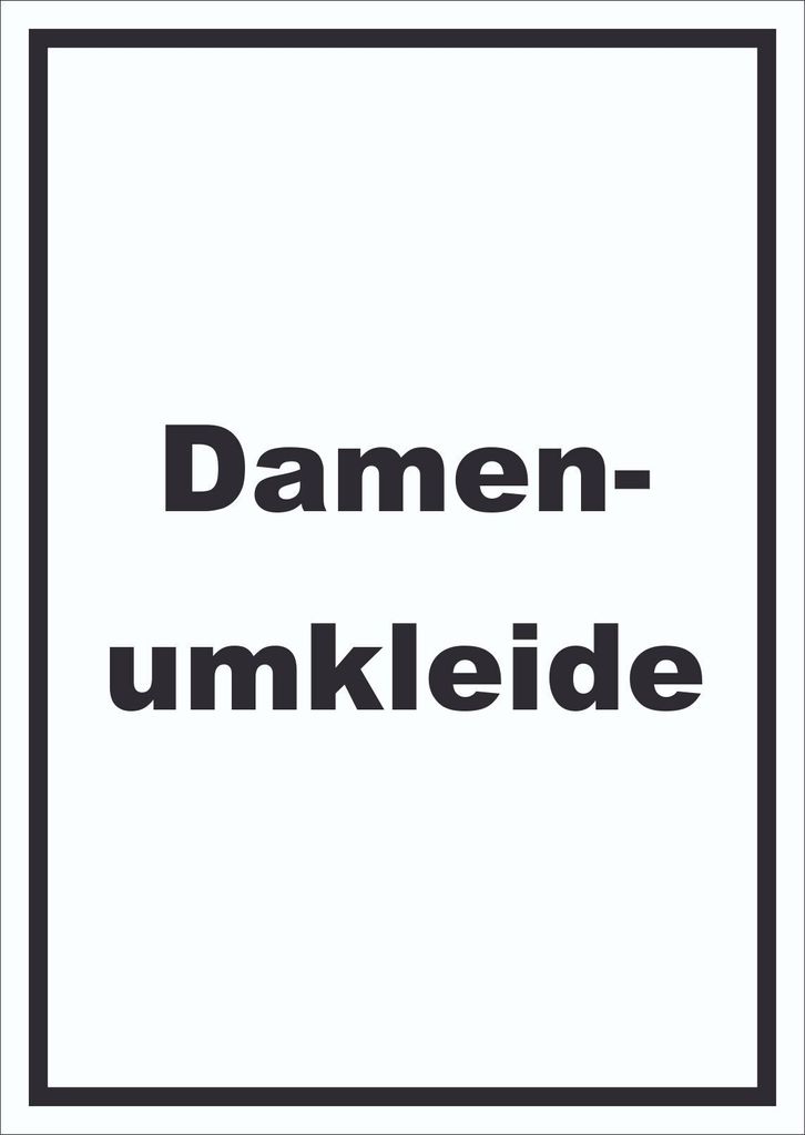 Damenumkleide Schild mit Text hochkant A6 Rückseite selbstklebend