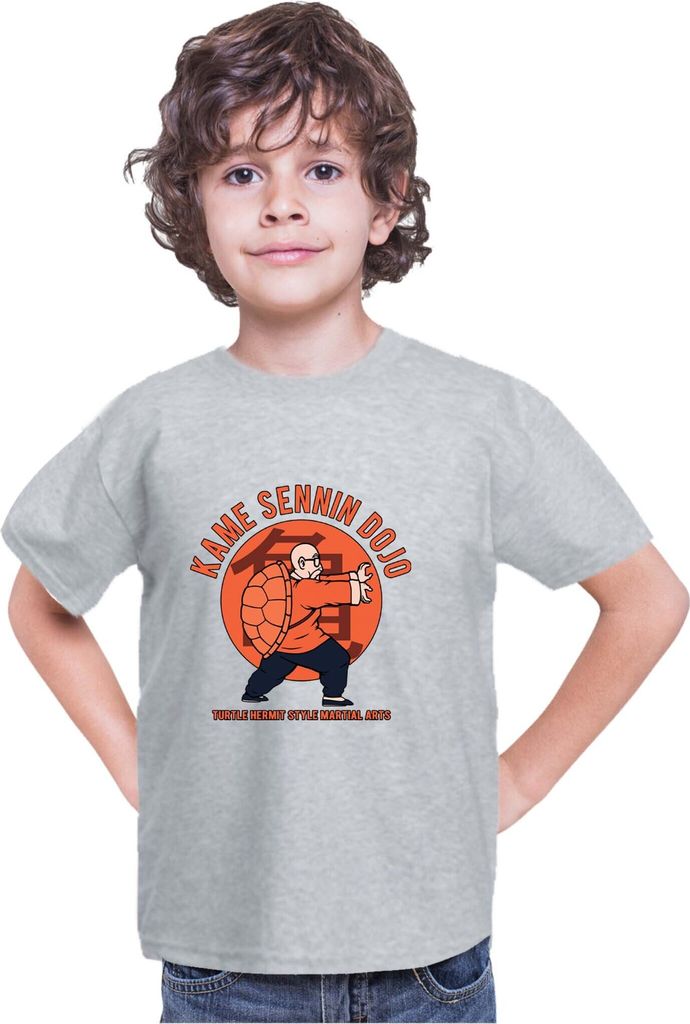 Kinder T-Shirt Dragon Anime Manga Ball Z Master Roshi 016, 9-11 Jahr - 140 / Grau