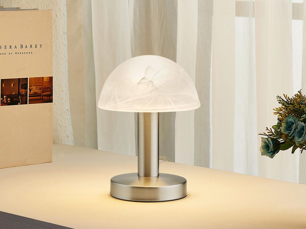 Stolní lampa FYNN II stříbrná & sklo bílá Obrázek produktu 