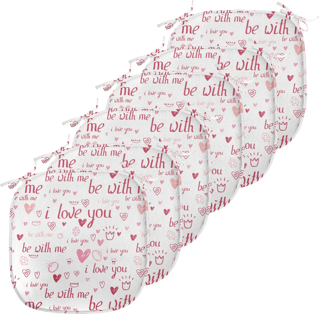ABAKUHAUS Je t'aime Coussins de Chaise Salle à Manger 40x40cm Lot de 6