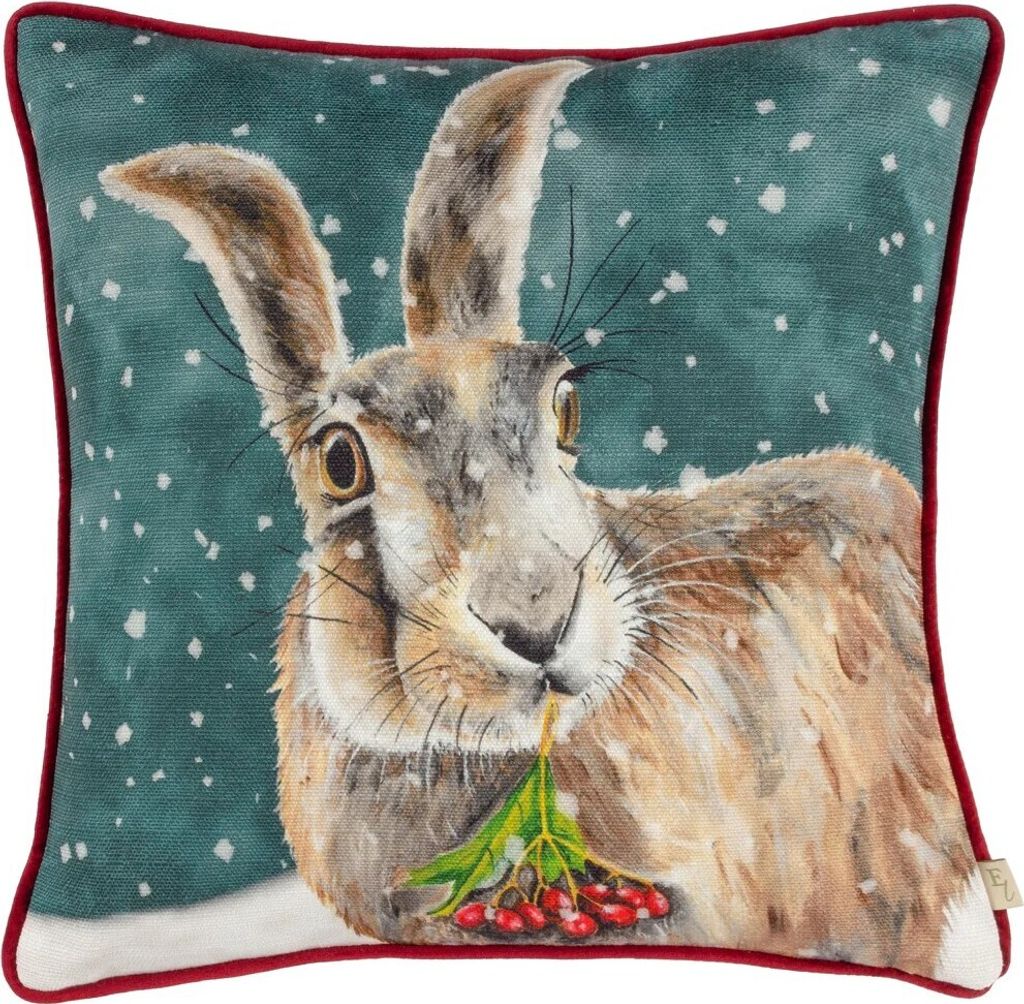 Evans Lichfield - Hase - Kissenhülle, weihnachtliches Design Rohrleitungsdetail RV3074 (43 cm x 43 cm) (Petrol)