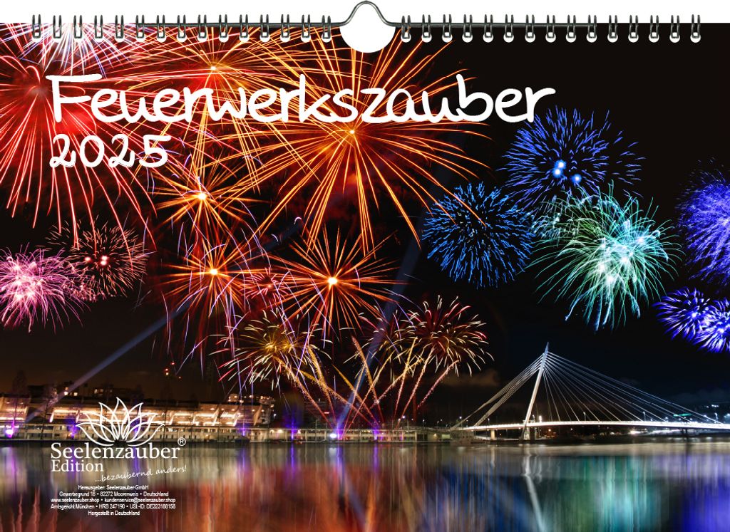 Feuerwerkszauber DIN A4 Kalender für 2025 Feuerwerk Silvester Rakete - Seelenzauber