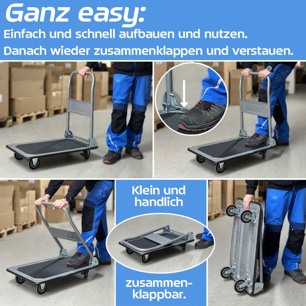Transportwagen Rollwagen Plattformwagen Klappbar bis 150 kg Produktbild 3