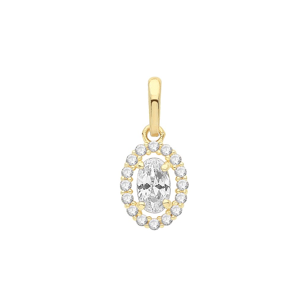 Atemberaubender 9 Karat (375) Gold Damen - Anhänger mit Zirkonia - 13mm*6mm; TRS34412