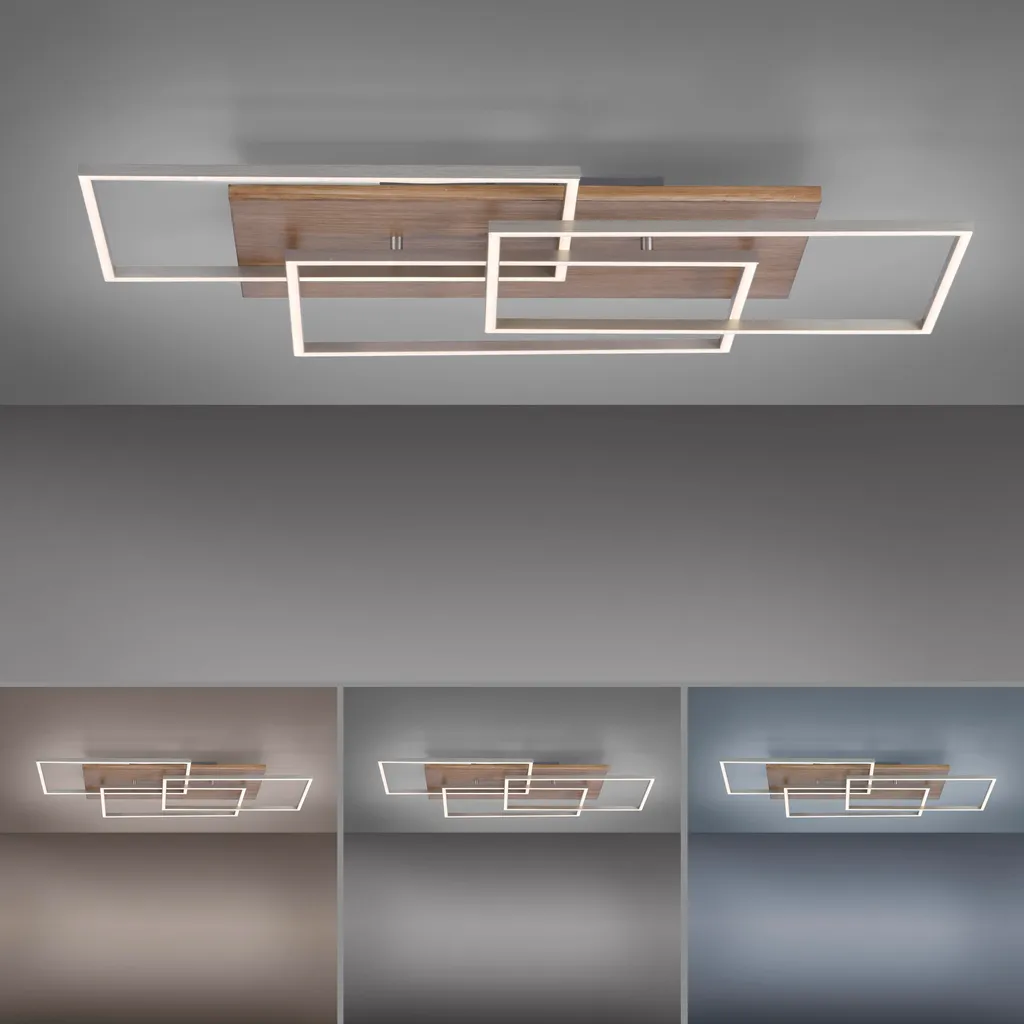 Plafonnier LED intensité variable marron bois composite design 82 x 50 cm - 5