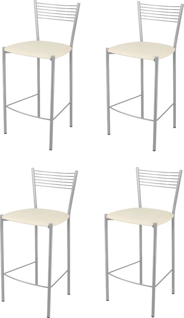 t m c s Tommychairs - 4er Set moderne Barhocker ELEGANCE für Küche und Esszimmer, robustes Gestell aus lackiertem Stahl, Farbe Aluminium, gepolst...