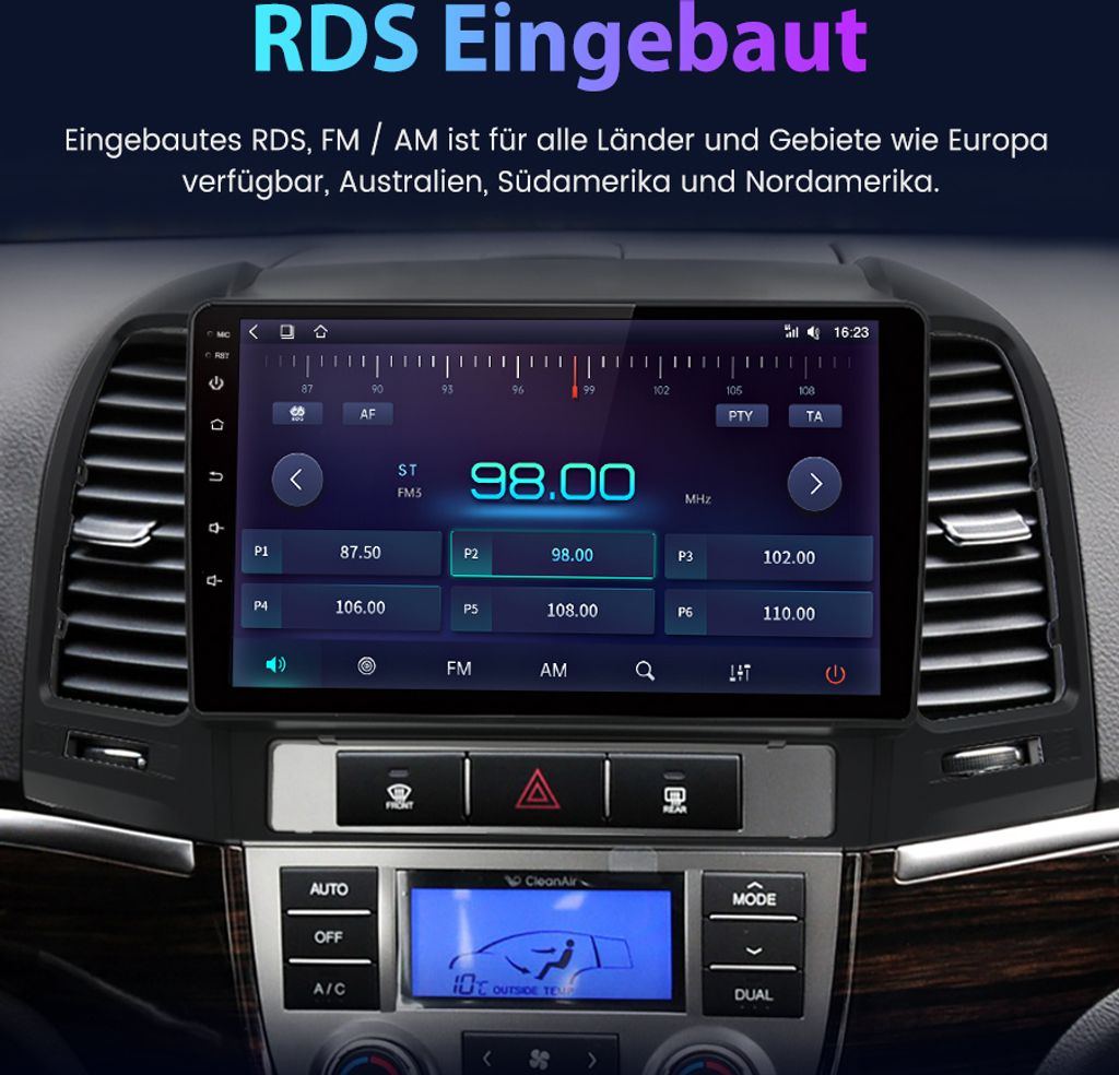 9'' DAB Carplay Navi WIFI 6+128G Pre Hyundai Santa Fe 2 Obrázok produktu 13