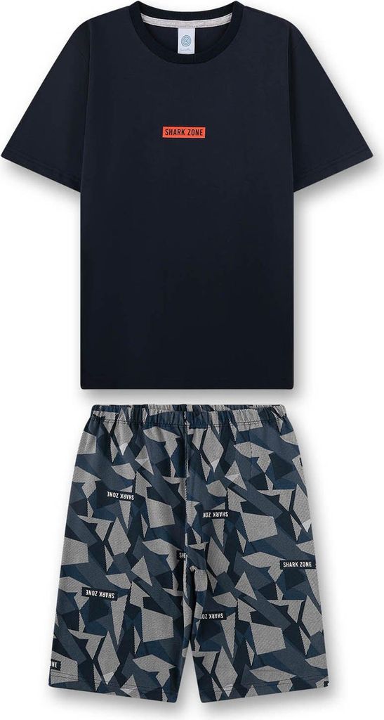 Sanetta Jungen Schlafanzug, kurz - Teens, Camouflage, Pyjama, Single Jersey, Baumwolle Dunkelblau 140