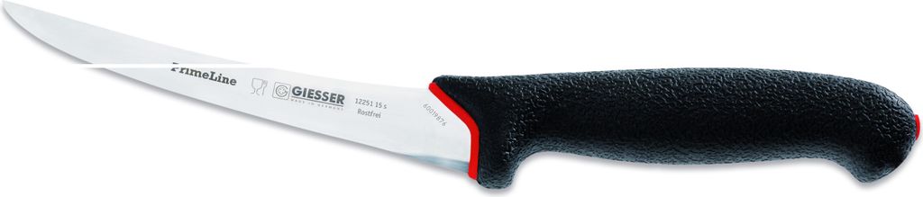 Giesser Messer Ausbeinmesser Fleischmesser PrimeLine Klinge gebogen Griff geschlossen - 15 cm, Flexibel, Schwarz