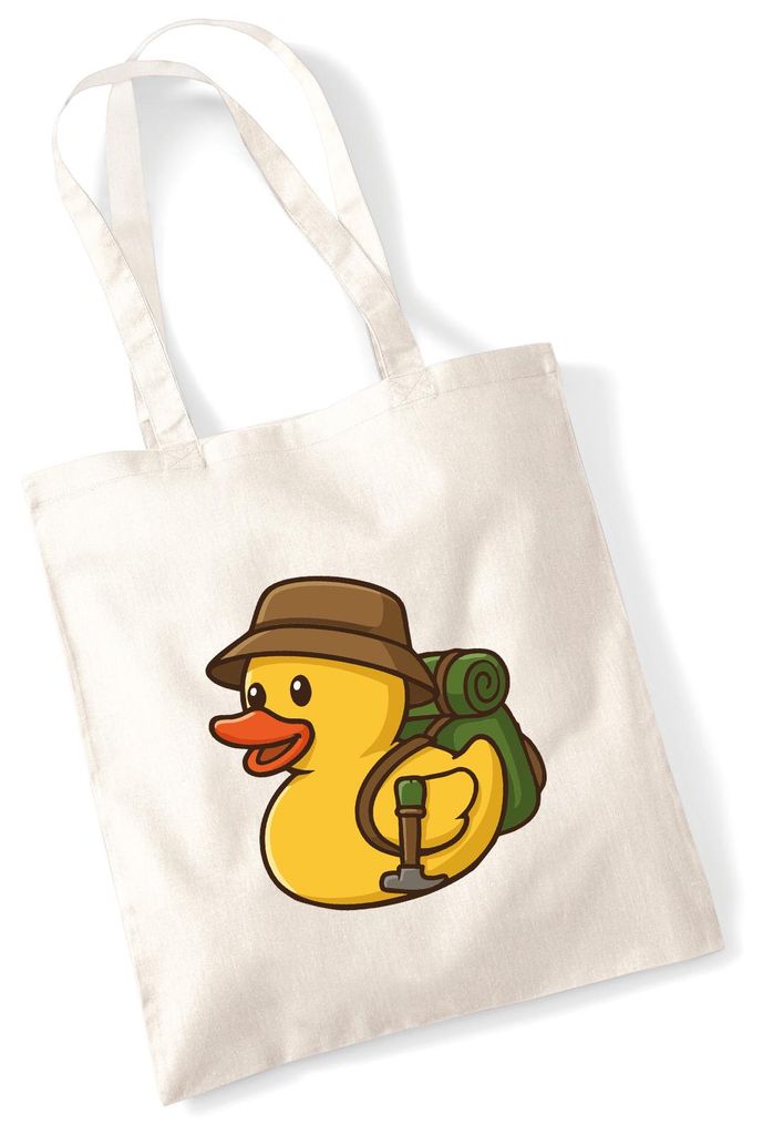 Huuraa Jutebeutel Quietscheente Wanderer Gummiente Hiking 10 Liter Natural Baumwolle Tasche Geschenkidee