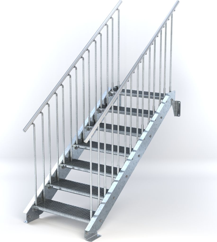 Stahltreppe 7 Stufen bis Höhe 140 cm, Laufbreite : 80 cm Produktbild 