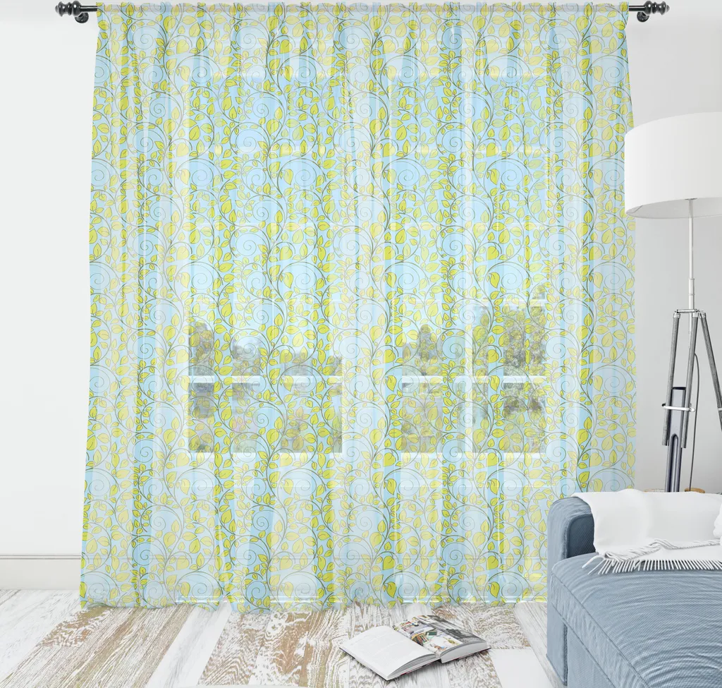 Grande tenture murale décorative satinée à motifs fleurs 240x274 cm