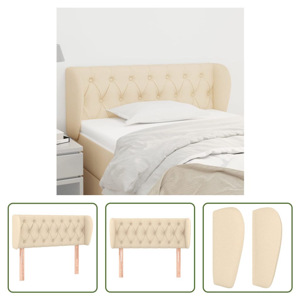 The Living Store Kopfteil mit Ohren Creme 93x23x78/88 cm Stoff