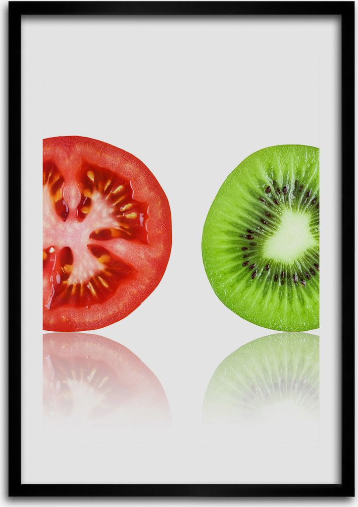 Bild - Bilderrahmen - 50 cm x 70 cm - MDF - Rahmen - Wandkunst Obst und Gemüse