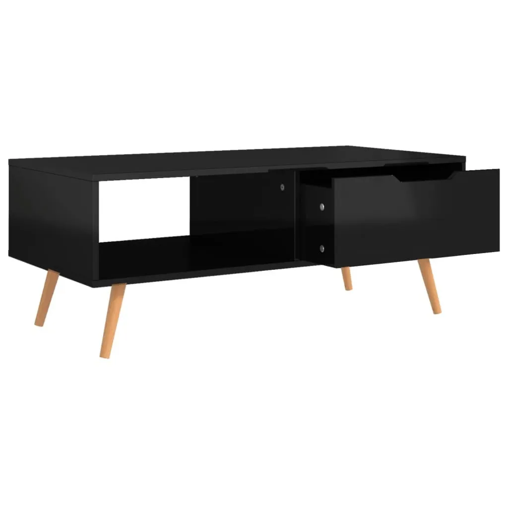 Tavolino Basso Nero Lucido 100x49,5x43 cm - Solido e Facile da Pulire - 5