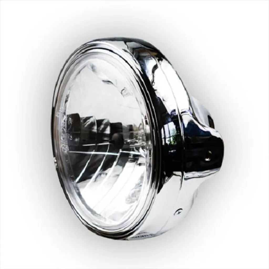 Phare avant moto 7 pouces H4 chrome pour restauration et projet custom LTD