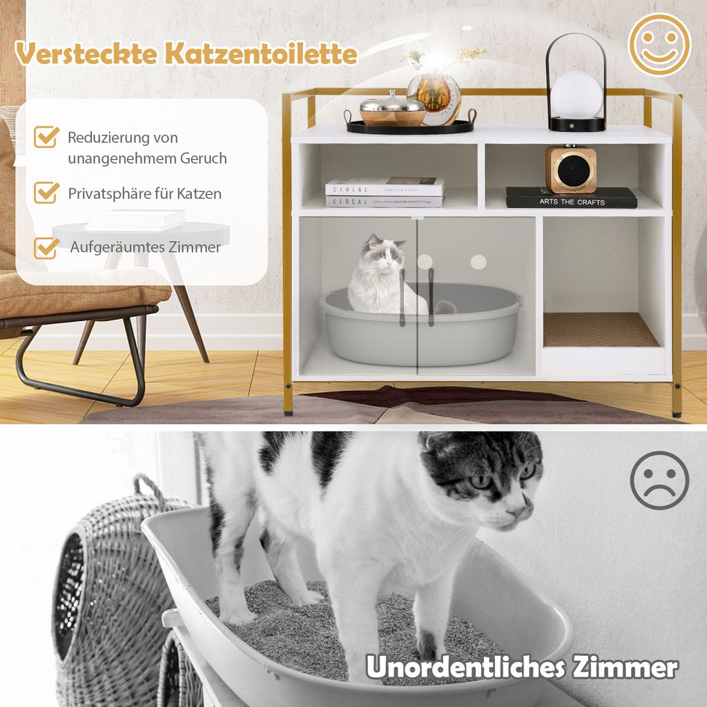 COSTWAY Cat Cabinet Litter Box s dvojitými dverami a Obrázok produktu 5