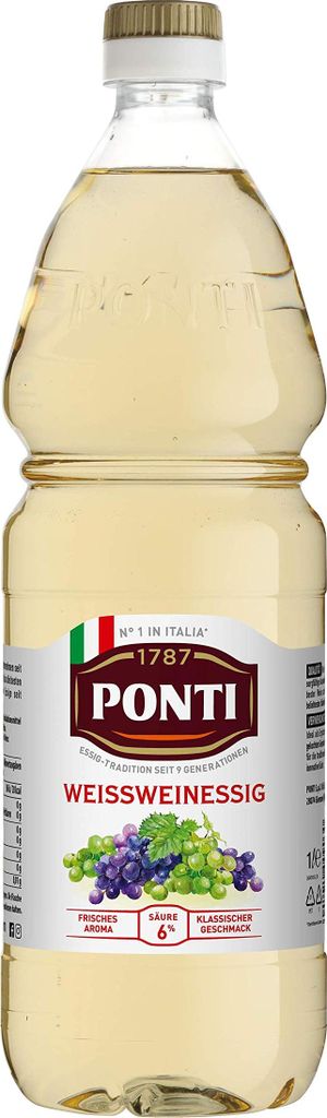 Ponti Weißweinessig Flasche, 4er Pack (4 x 1 l)
