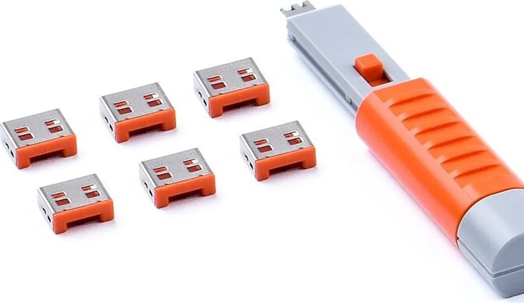 Bloqueur de Port USB-A Orange SmartKeeper Basic - Pack 6 Pcs + 1 Clé