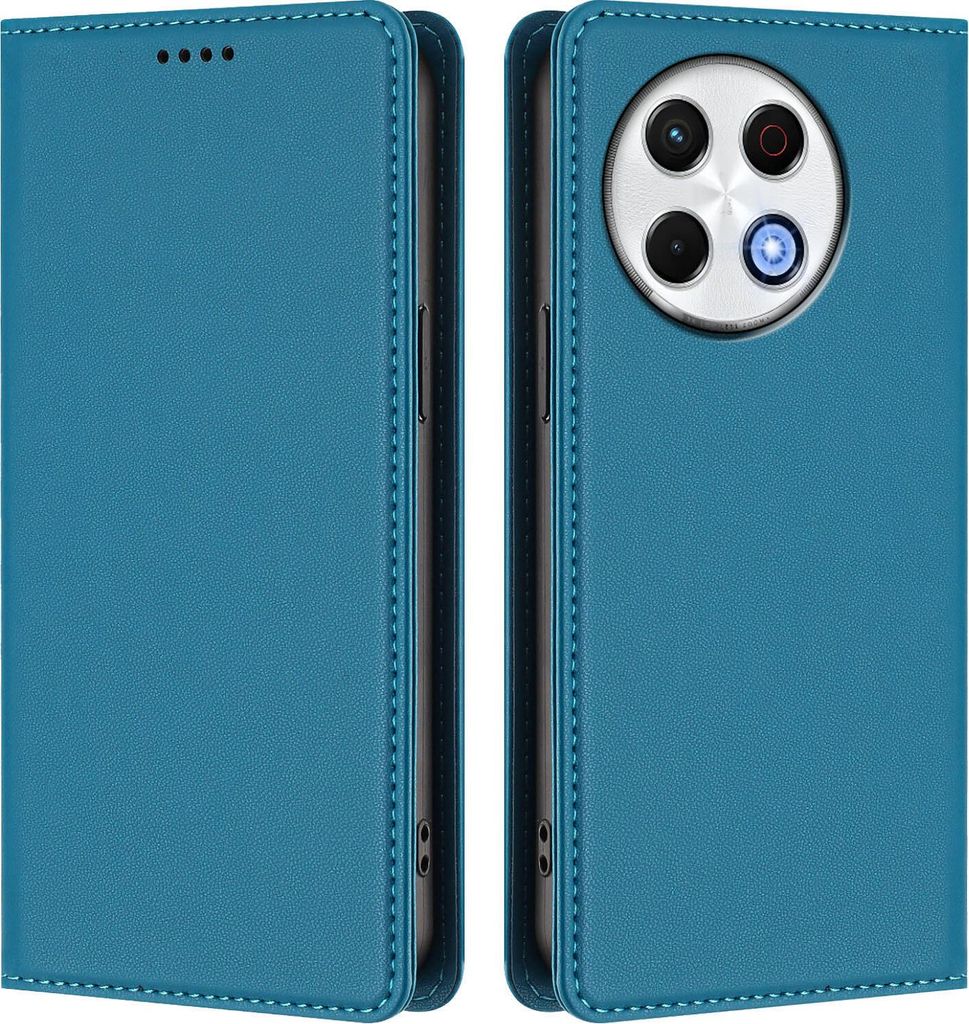 Handyhülle für Tecno Spark 30 Pro 4G, Kunstleder Klapphülle Stoßfeste Magnetische Hülle mit Ständer Blau