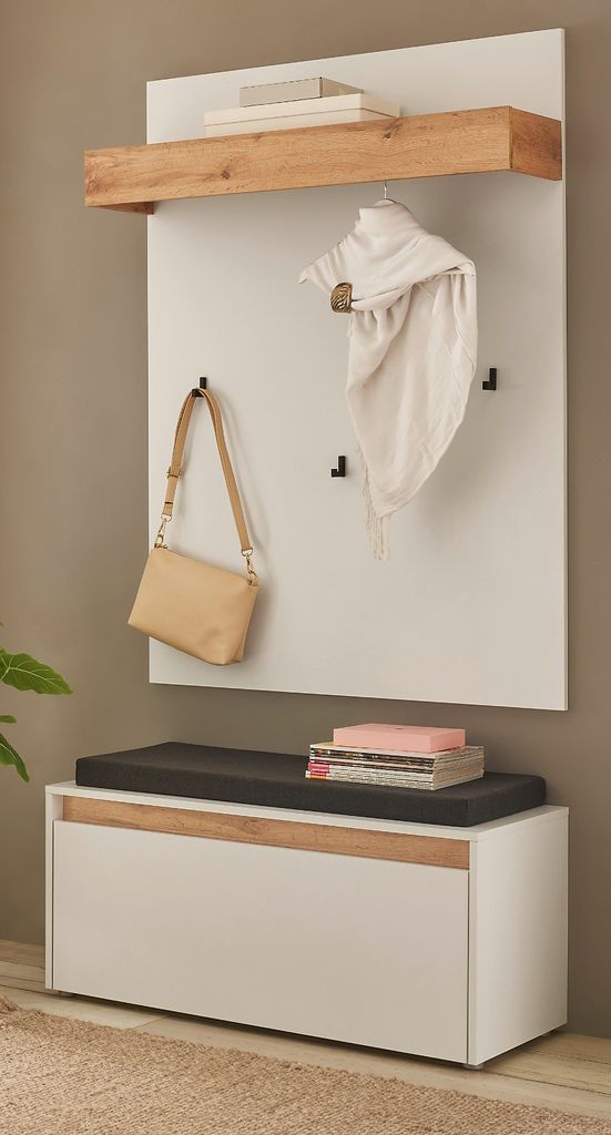 Garderobe Set 3-teilig "Center" in weiß und Wotan Eiche Produktbild 